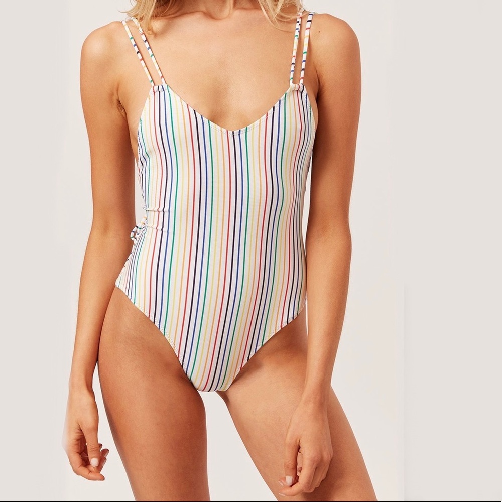 Solid & Striped The Lynn Rainbow One-Piece Bathing Suit size Small New With Tags